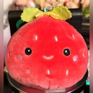 Scarlet the Strawberry with Bow 3.5" Squishmallow Clip Keychain Charm Accessory